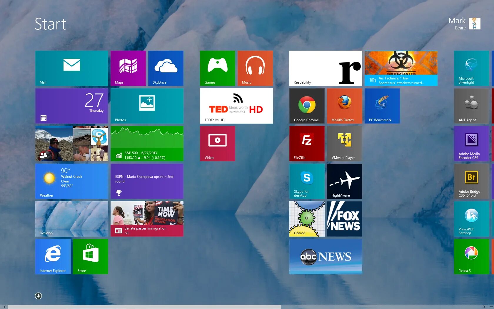 Microsoft windows start menu