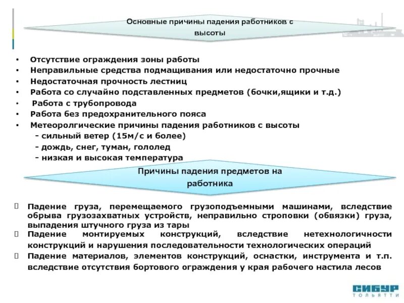 Основные причины падения работников с высоты. Причины падения предметов с высоты. Причины падения предметов на работника с высоты. Причины падения предметов на работника. Отчего падает