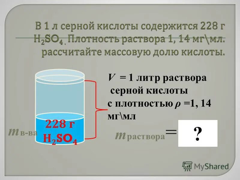 Сколько миллилитров серной кислоты