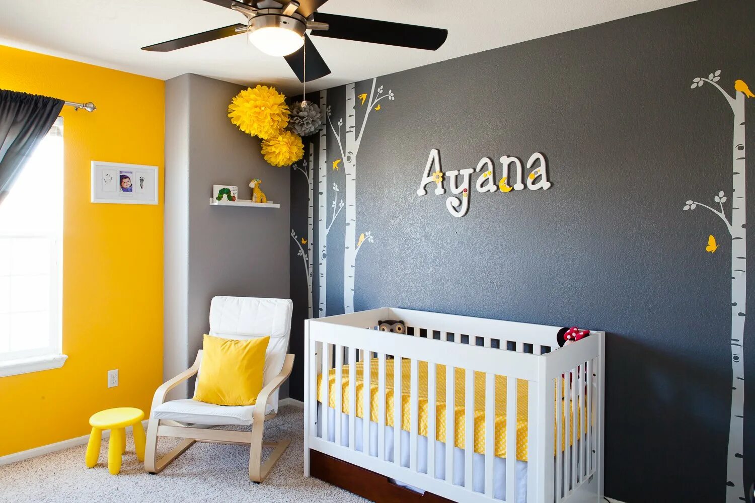 Baby and yellow. Детская комната с желтыми стенами. Детская в серо желтых тонах. Серые стены в детской. Желто серая детская.