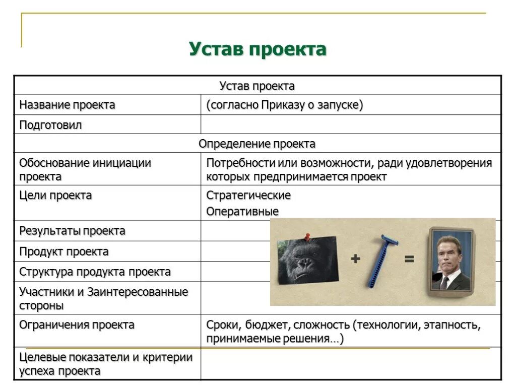 Устав проекта паспорт проекта