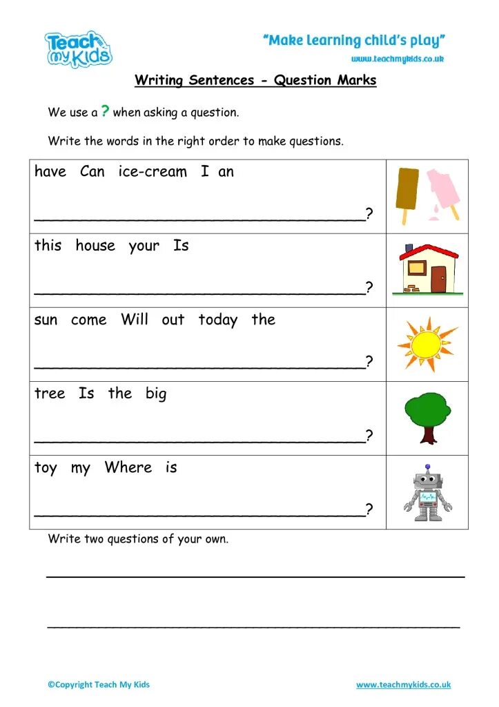 Make questions using the words