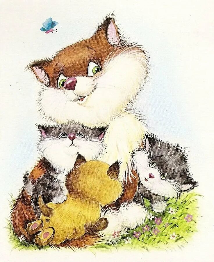 Детям открытки животных. Рисунки котиков. Милые детские иллюстрации. Котенок рисунок. Кошка иллюстрация.
