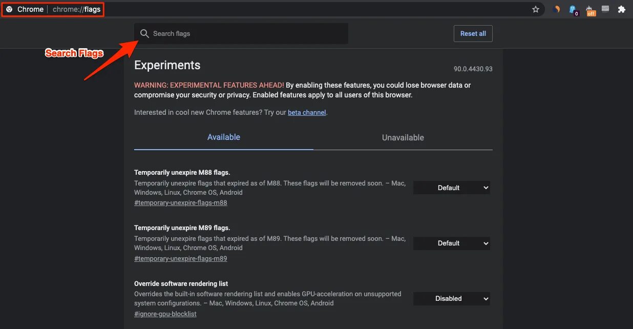 Ignore gpu blacklist. Chrome://flags/#ignore-gpu-blacklist. force dark mode for web contents. overlay-strategies. hw overlays.
