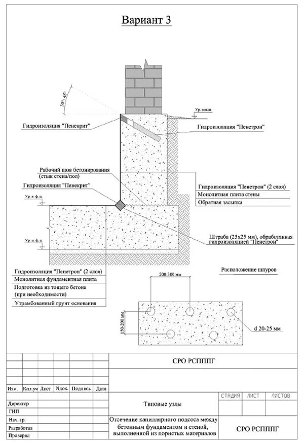 Снип гидроизоляция. Узел гидроизоляции фундаментной плиты. Узел герметизации стена-плита. Гидроизоляция рабочего шва бетонирования. Гидроизоляция монолитного цоколя узлы.