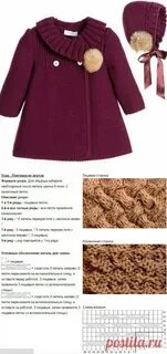 Схема спицами пальто девочки