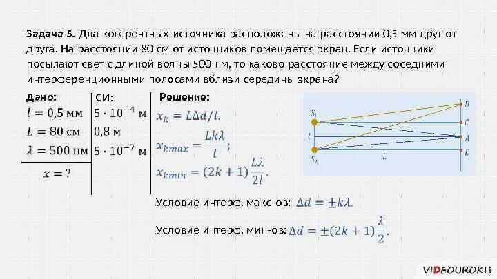 На расстоянии 0 05 м. Два когерентных источника света. Два когерентных источника звука. От двух когерентных источников. Когерентные и некогерентные источники света.