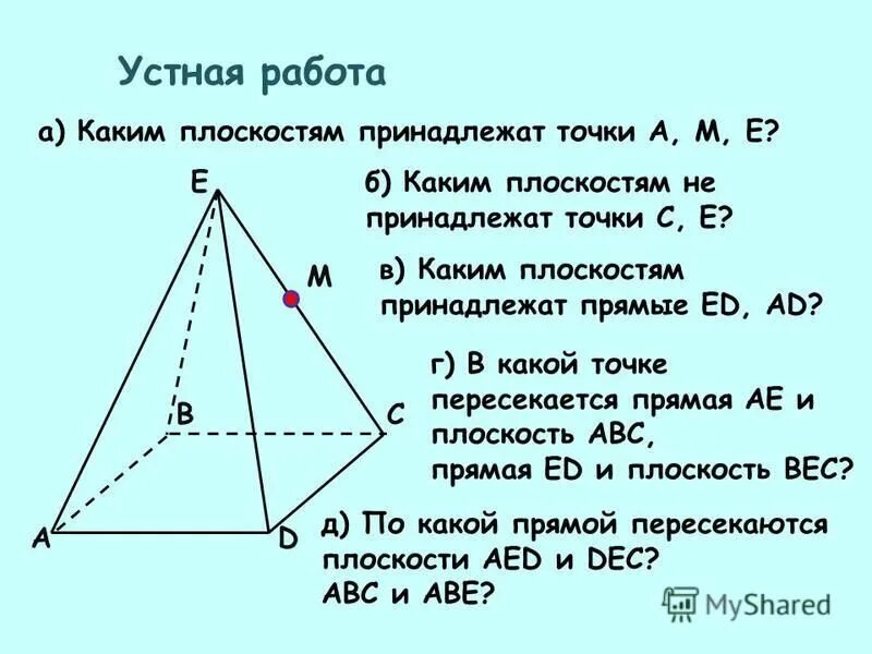 Какой плоскости принадлежит точка b