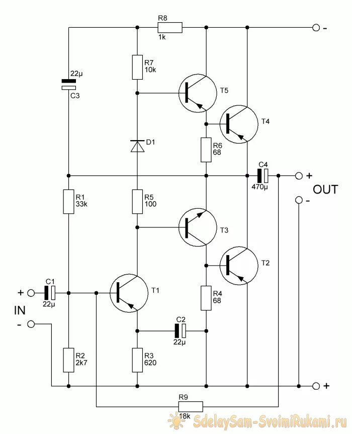 Унч своими руками. Схема усилителя мощности на транзисторах п217. Усилитель 5 ватт на транзисторах. Простой усилитель на германиевых транзисторах схема. Усилитель мощности на германиевых транзисторах схема.