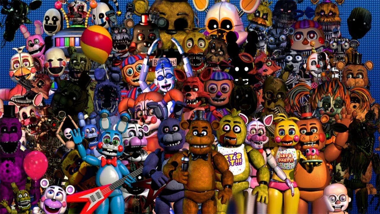 Фнаф 5 фнаф 7. ФНАФ все. ФНАФ все АНИМАТРОНИКИ. FNAF 5 все АНИМАТРОНИКИ. ФНАФ все энманотроники.