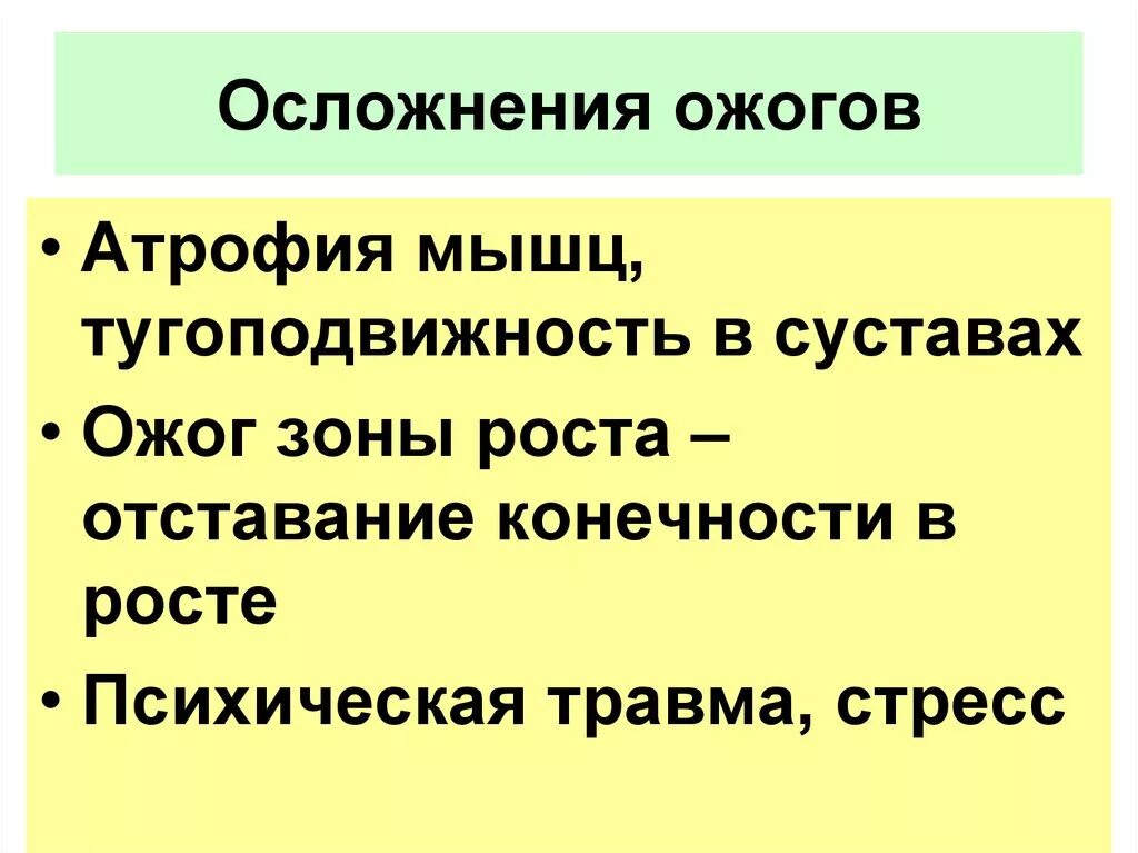 Осложнения после ожогов. Осложнения при термических ожогах.