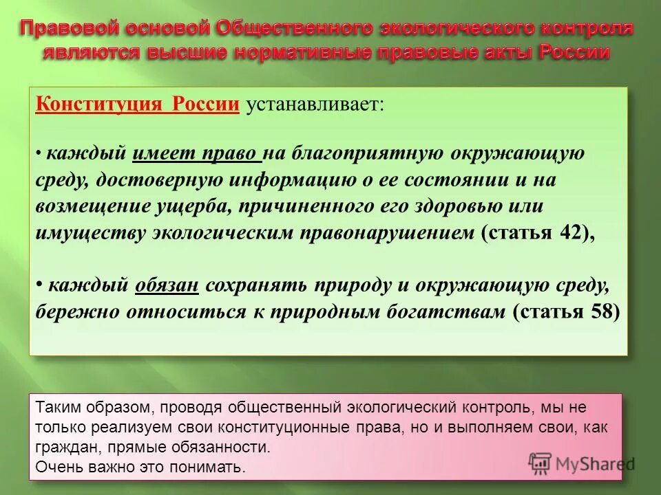 Экологически благоприятная окружающая среда конституция рф