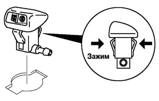 Как снять форсунку стеклоомывателя на мазду титан Установка веерных форсунок омывателя лобового стекла Mazda 6 (1G) GG, 2 л, 200