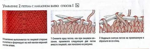Убавление петель с наклоном влево и вправо