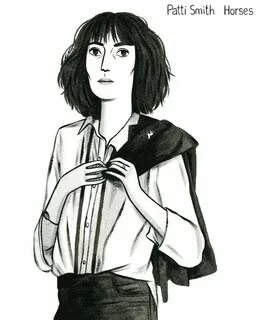 Patti Smith Mini Art Print by Julia Bereciartu - Without Stand - 3" x ...