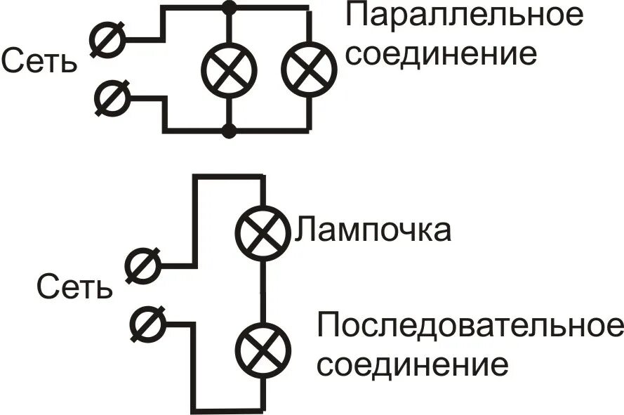 Подсоединить лампочки последовательно