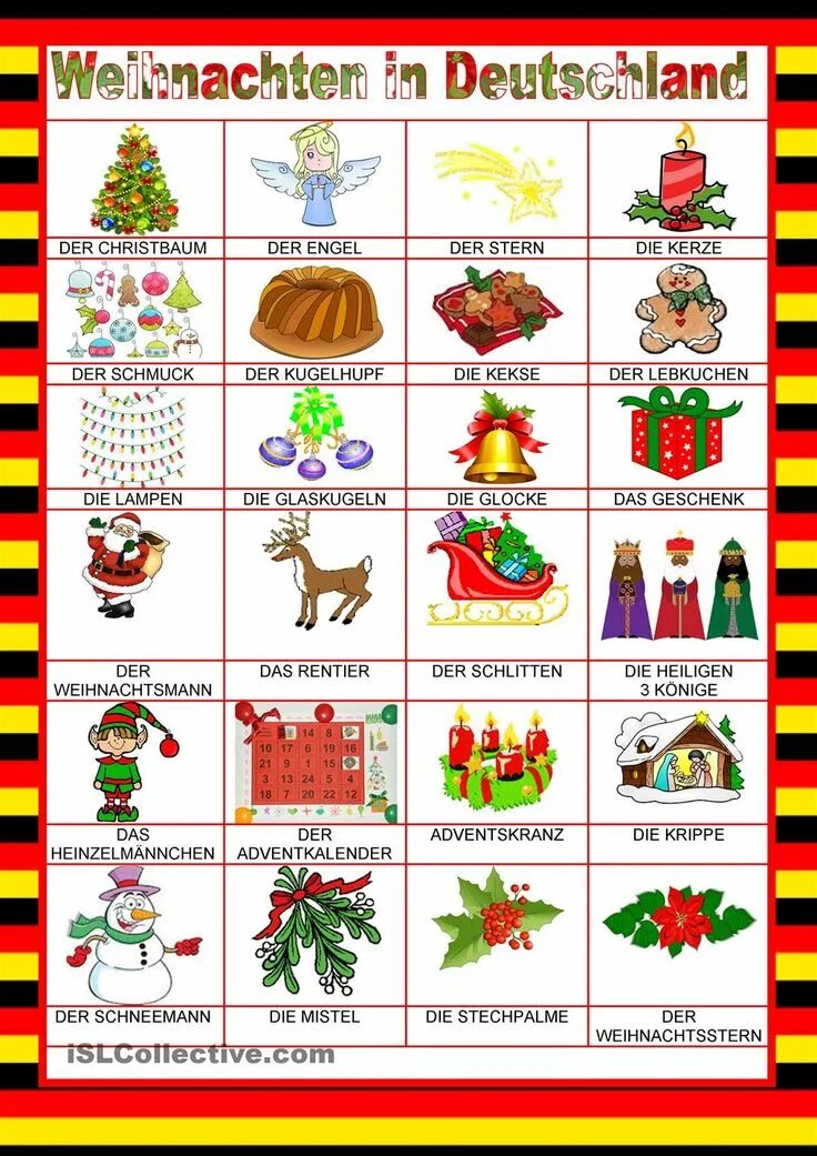 Слово года германия. Рождественские задания на немецком языке. Новогодние слова на немецком. Слова на немецком языке про Рождество. Рождественская лексика на немецком.