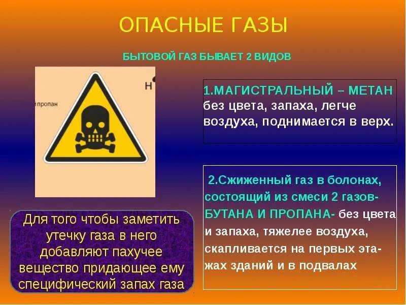 Опасность метана. Опасность ядовитых газов. Опасность бытового газа. Опасные ГАЗЫ ОБЖ. Опасные бытовые ГАЗЫ.