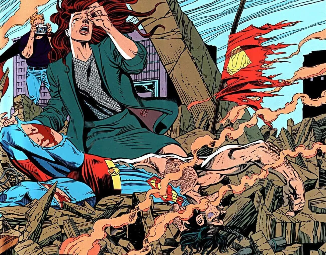 Comics. Смерть Супермена комикс. Лига справедливости смерть Супермена.