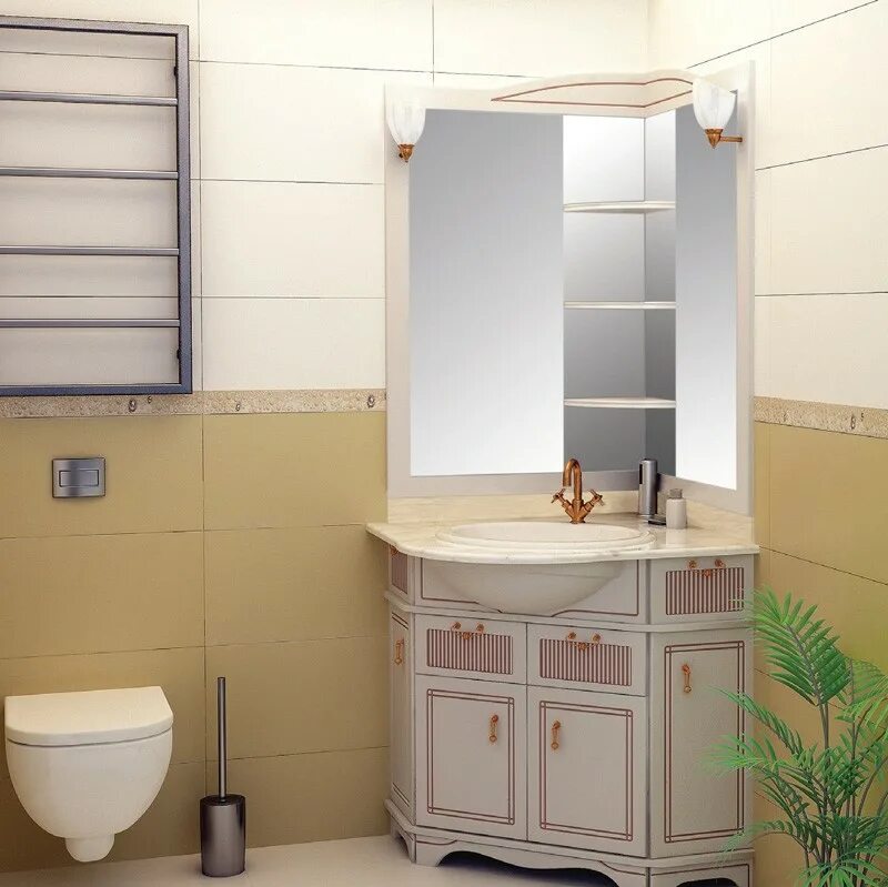 Тумба с зеркалом для ванной комнаты