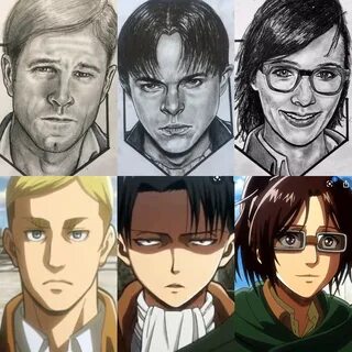 Finished some more Attack on titan character portraits, based on actors.