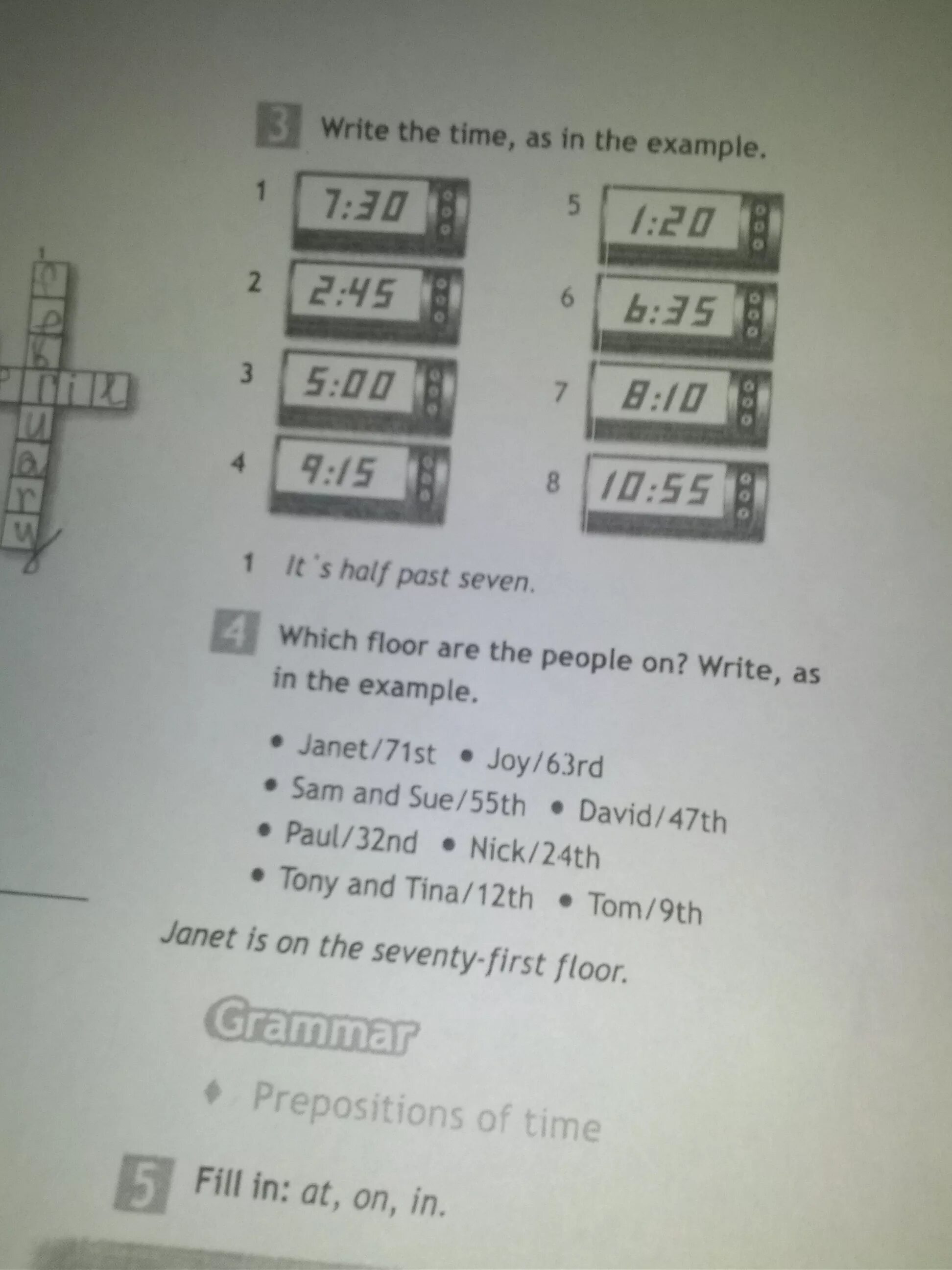 Write as in the example. Write as in the example
