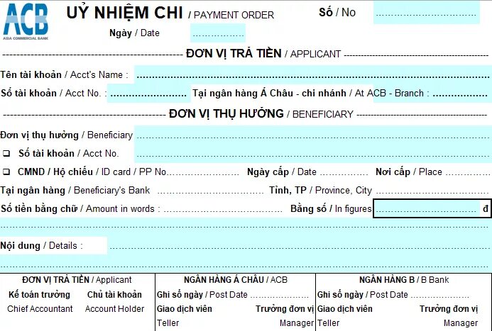 Ngan hang nhanvcviet nam. Bank slip