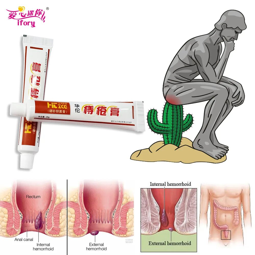 Ifory Chinese Patch Hua Tuo Hemorrhoids Ointment Sterilize Cream For Internal He