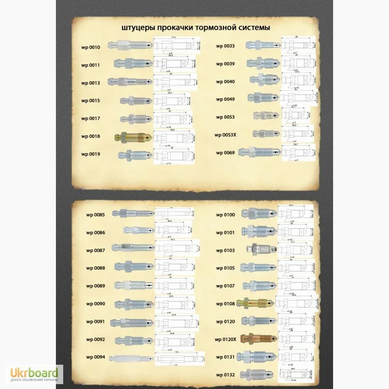 Трубки wp каталог. Штуцера тормозные wp. Таблица размеров штуцеров прокачки тормозов. Набор штуцеров для прокачки. Штуцер для прокачки тормозов Размеры.