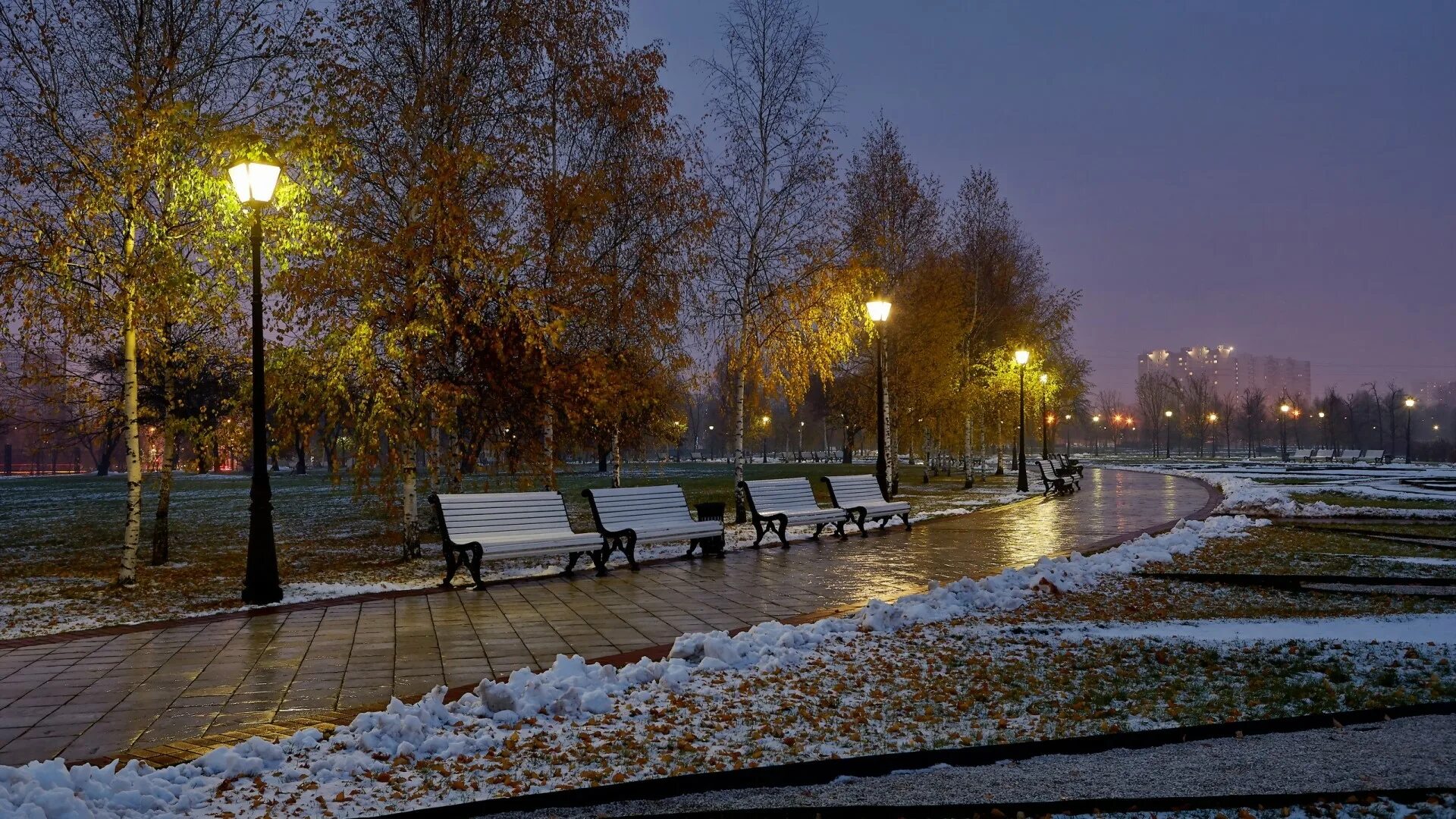 Поздняя осень вигороде. Осень в городе. Ранняя зима в городе.