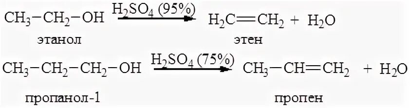 Пропанол в пропен. Пропен образуется в результате реакции