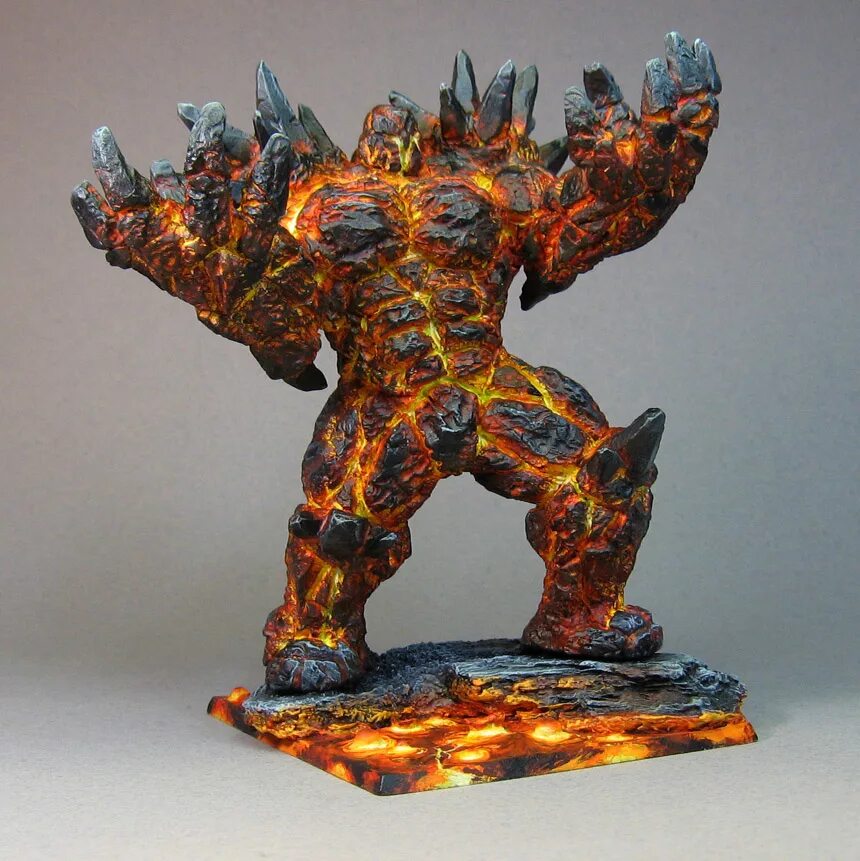 Лавовый элементаль. Stone Golem Miniature. Mini Lava Golem. ЛАВОВЫЙ голем. Элементаль ЛАВЫ.