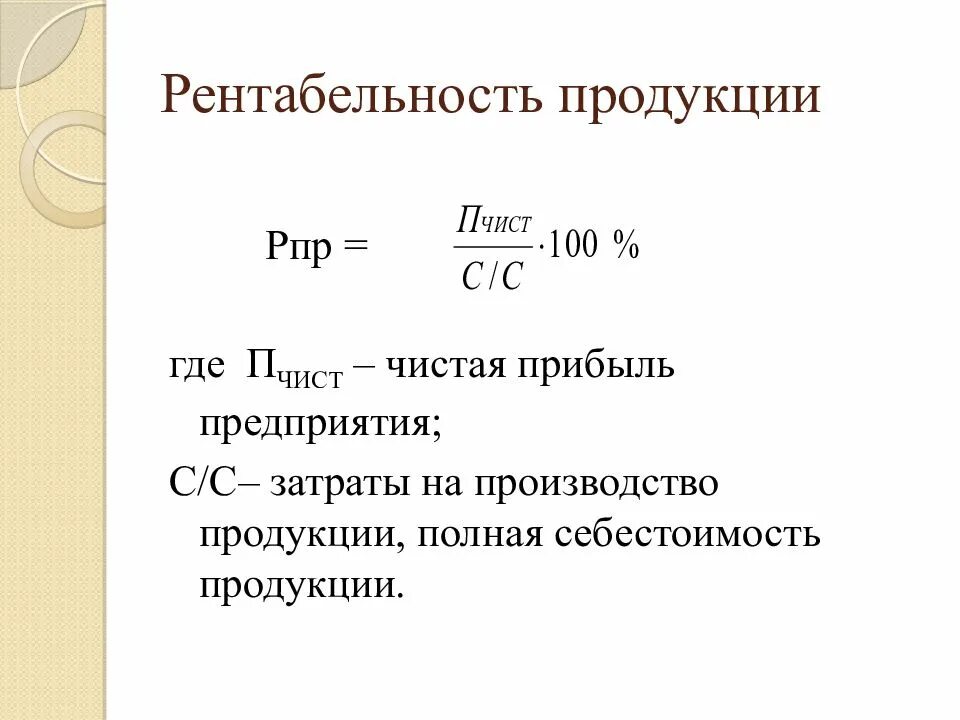 Значение рентабельности продукции