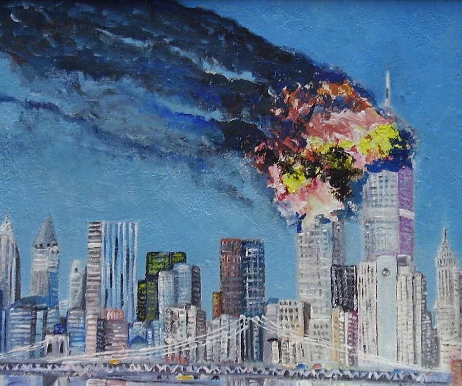 9 11 рисунок. Картина башни Близнецы. Башни Близнецы арты.