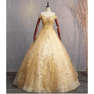 Золотое пышное платье
