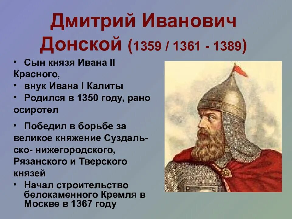 Дмитрия Ивановича Донского (1359-1389).