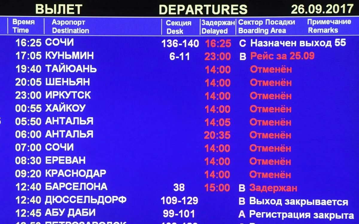Задержка чартерного рейса