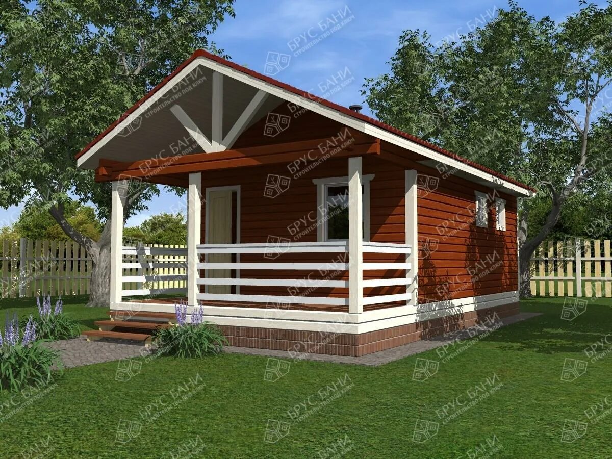 Баня 6х6 с террасой - CormanStroy.ru