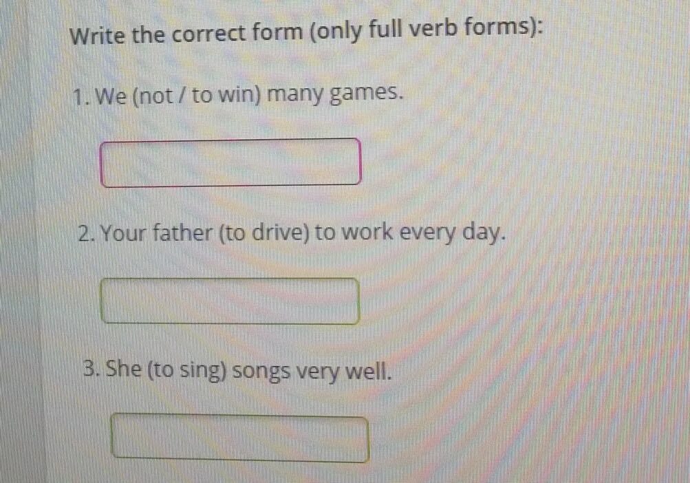 Write only the verb forms