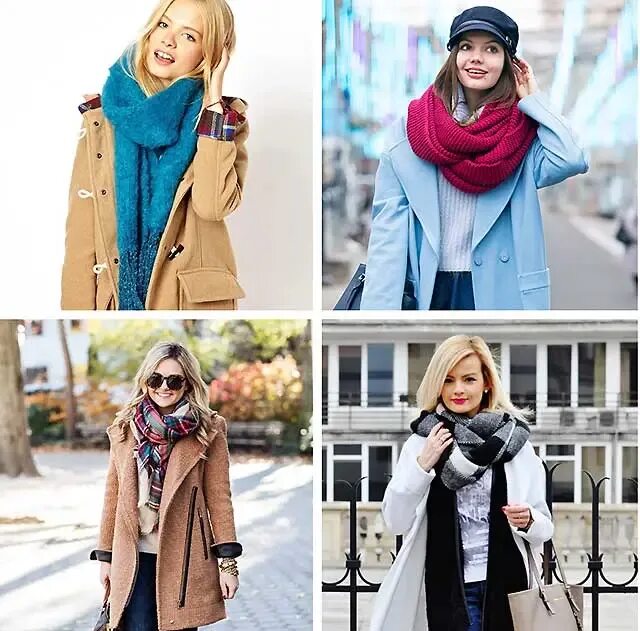 Шарф поверх пальто женское. Красиво повязать шарф на пальто. Способы красиво повязать шарф поверх пальто. Шарф поверх куртки с капюшоном женские.