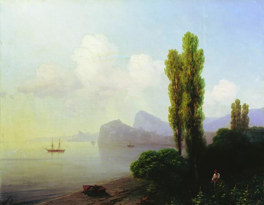 Картины природы айвазовского. Айвазовский вид Судакской бухты 1879.