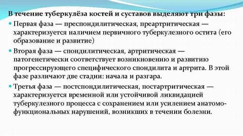 Фазы костно суставного туберкулеза