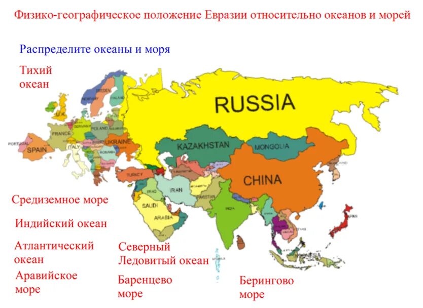 Какие страны расположены на материке евразия. Политическая карта Евразии. Политическая карта Евразия страны все. Карта Евразии с границами государств. Карта Евразии политическая по странам.