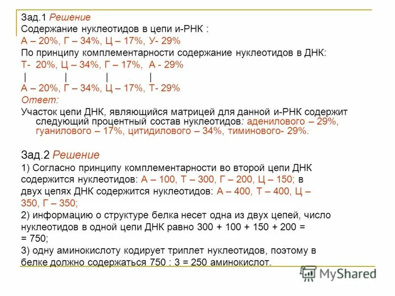 Сколько нуклеотидов содержат гены. Решение задач ДНК. Задачи по молекулярной генетике. Решение задач на комплементарность ДНК. Определение процентного содержания нуклеотидов в ДНК.