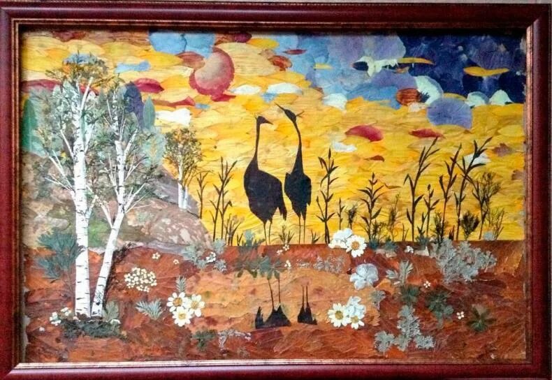 Картины из сухих листьев. Ошибана пейзажи. осенняя ошибана. прессованная флористика (осибана). японская ошибана великолепные картины.