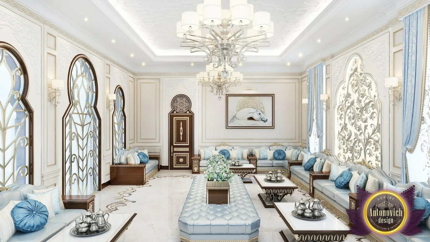 Luxury studio. Antonovich Design Восточный стиль. Antonovich Design гостиная. Восточный стиль в интерьере гостиной в светлых тонах. Гостиная в Восточном стиле в светлых тонах.