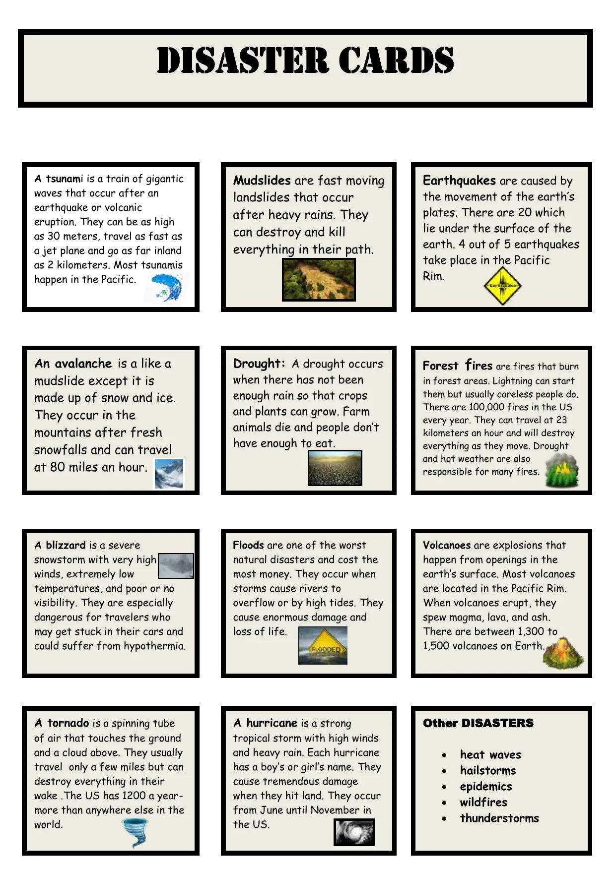 Natural Disasters speaking Cards. Worksheets стихийные бедствия. Задания natural Disasters. Disasters Worksheets. Natural disasters speaking