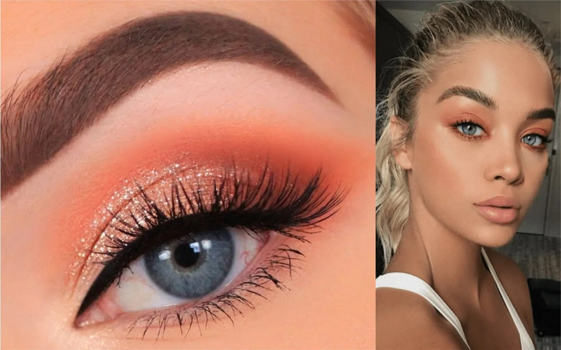 Персиковый макияж глаз Make up Образы без макияжа, Естественный макияж, Макияж глаз