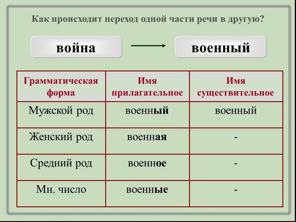 Мужской часть речи. Переход других частей речи в существ. Переход других частей речи в существительные. Переход существительных в другие части речи. Переход части речи в существительное.