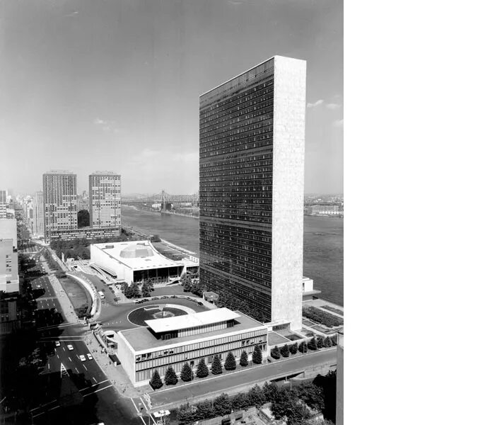 здание оон в нью-йорке. город штаб квартиры оон. штаб квартира юнидо в вене. центральные учреждения оон в нью-йорке. оскар нимейер, ле корбюзье.